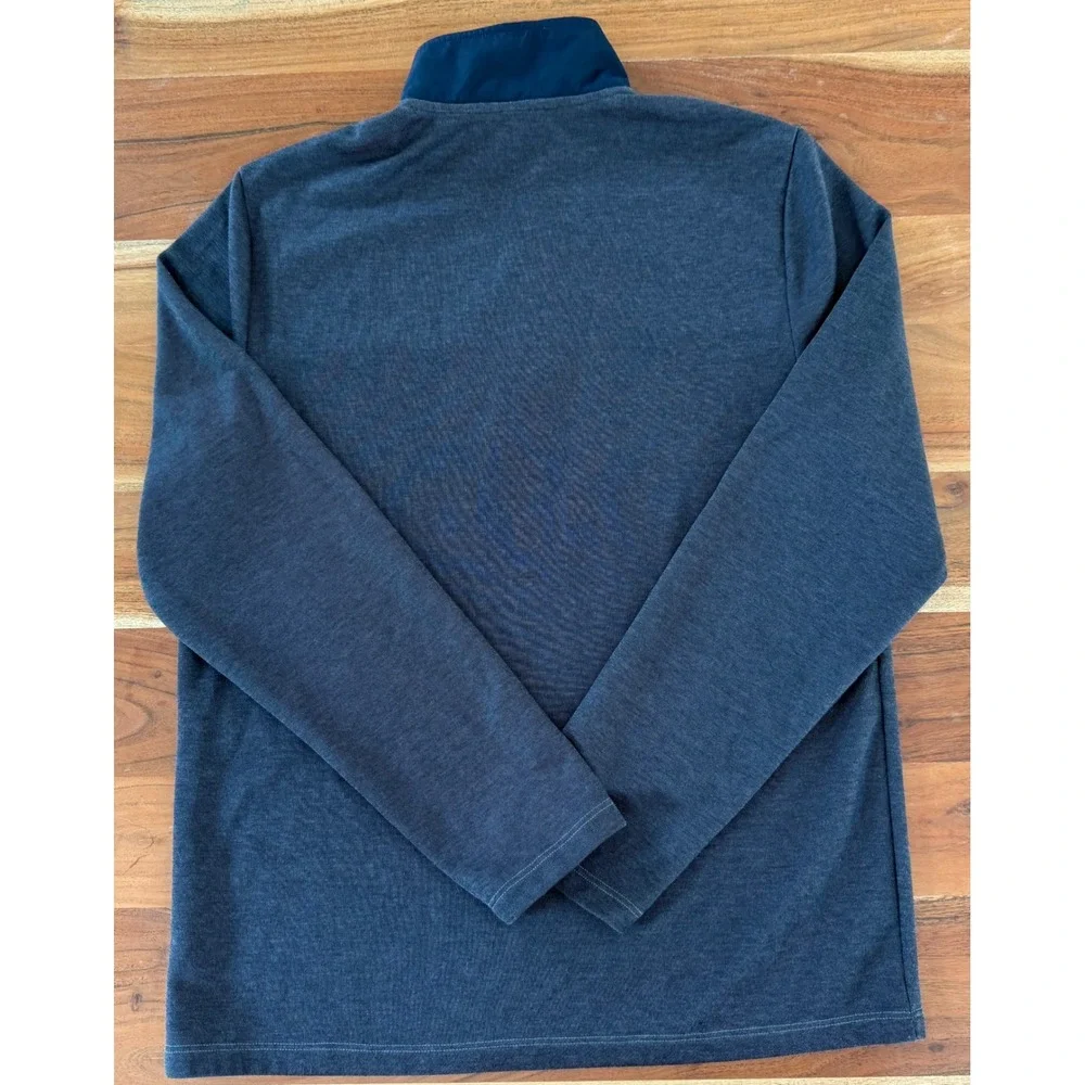 Calvin Klein Mens Quarter Zip Pullover Heather Grey Navy Blue Small Mock Neck